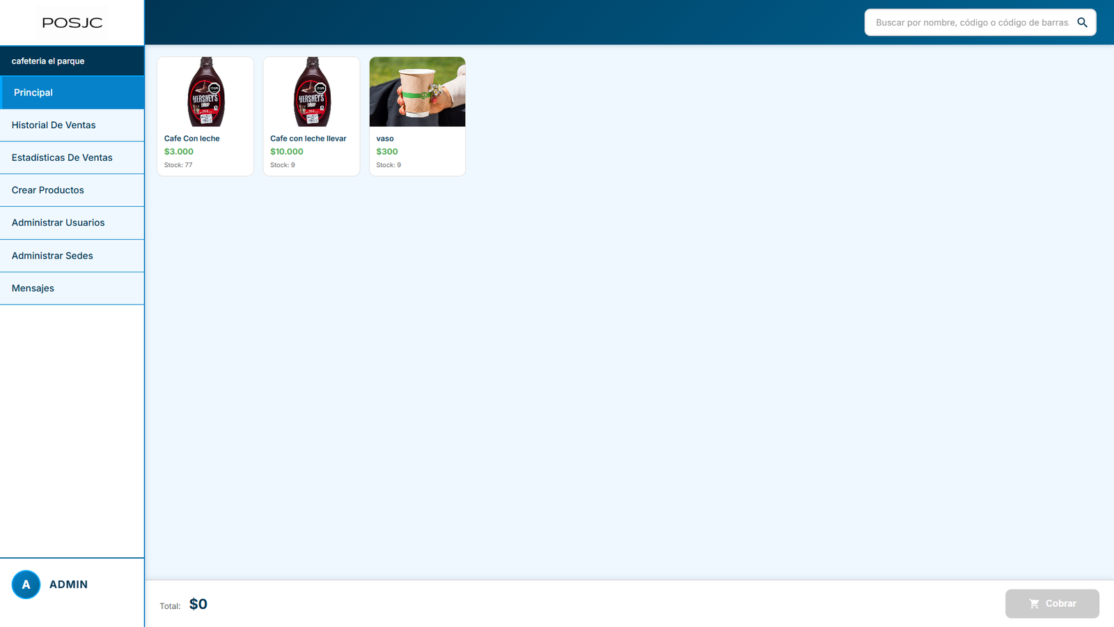 Captura del sistema POSJC